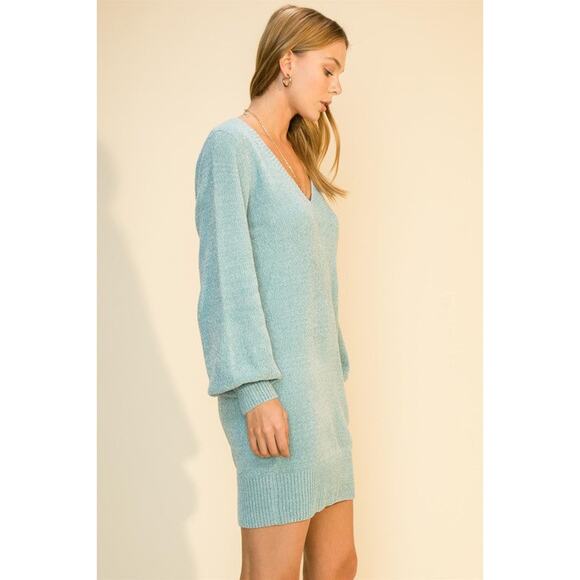 Call Me Cutie Sweater Dress-Sky Blue - Picture 3 of 5